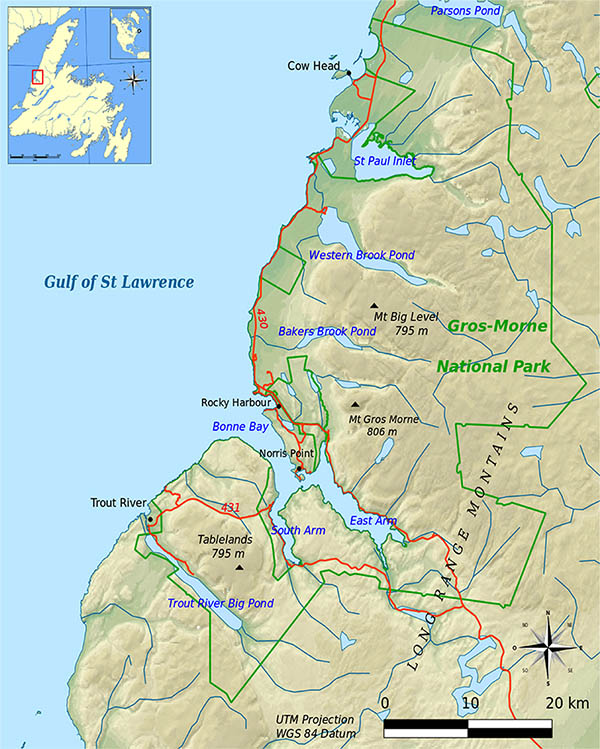 Map of Gros Morne National Park